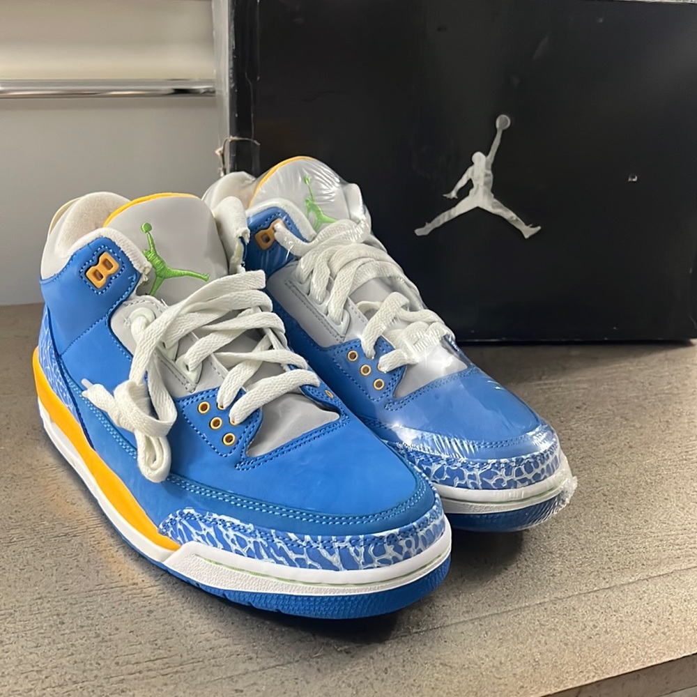 Air Jordan 3 LS BRISK BLUE/PRO GOLD US 8 2007 SNEAKERS 👟